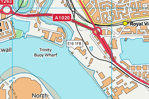 E16 1FB map - OS VectorMap District (Ordnance Survey)