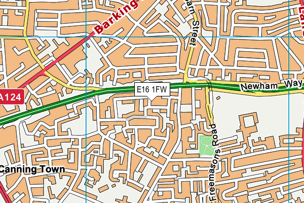 E16 1FW map - OS VectorMap District (Ordnance Survey)