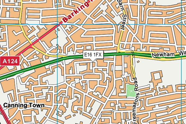 E16 1FX map - OS VectorMap District (Ordnance Survey)