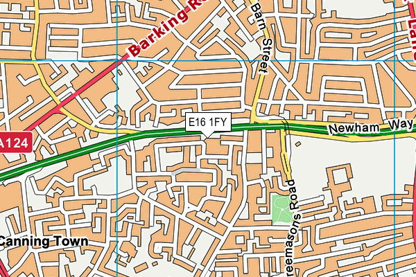 E16 1FY map - OS VectorMap District (Ordnance Survey)