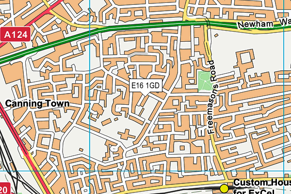 E16 1GD map - OS VectorMap District (Ordnance Survey)