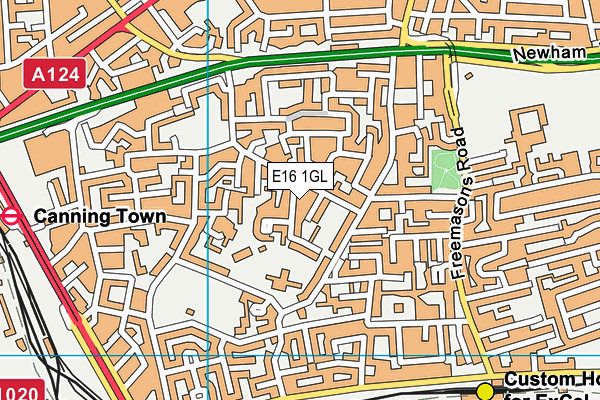 E16 1GL map - OS VectorMap District (Ordnance Survey)