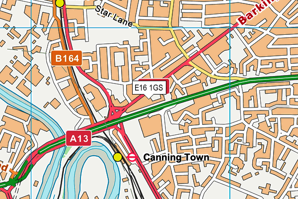 E16 1GS map - OS VectorMap District (Ordnance Survey)