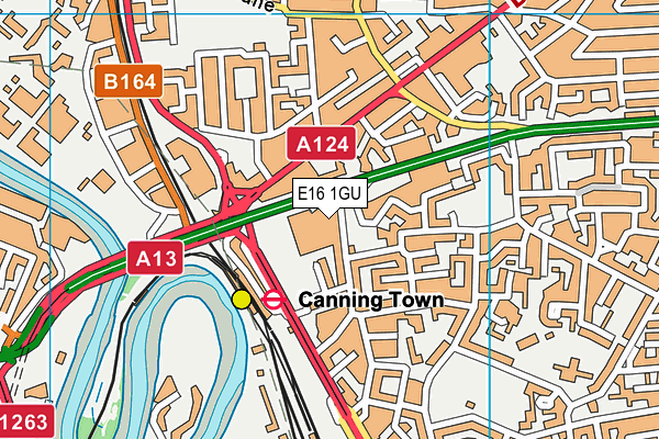 E16 1GU map - OS VectorMap District (Ordnance Survey)