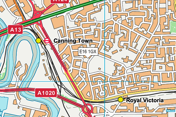 E16 1GX map - OS VectorMap District (Ordnance Survey)