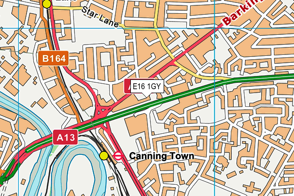 E16 1GY map - OS VectorMap District (Ordnance Survey)