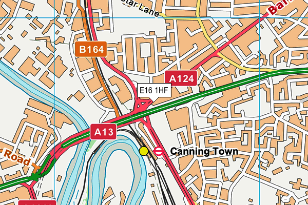 E16 1HF map - OS VectorMap District (Ordnance Survey)