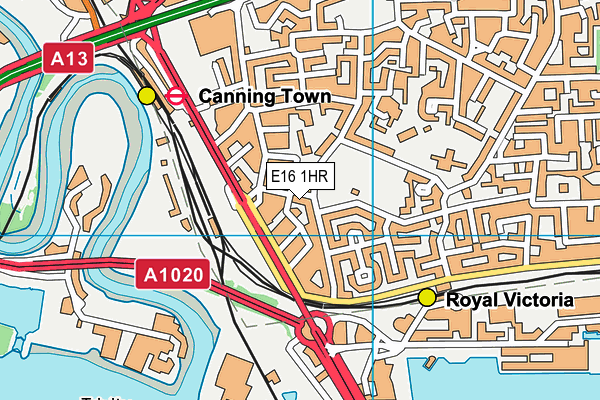 E16 1HR map - OS VectorMap District (Ordnance Survey)