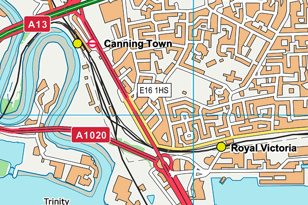 E16 1HS map - OS VectorMap District (Ordnance Survey)