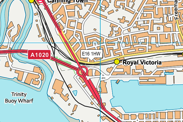 E16 1HW map - OS VectorMap District (Ordnance Survey)