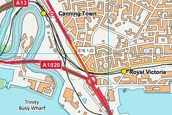 E16 1JS map - OS VectorMap District (Ordnance Survey)