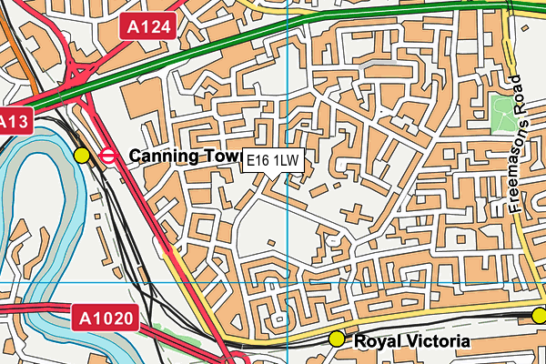 E16 1LW map - OS VectorMap District (Ordnance Survey)
