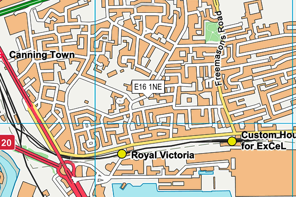 E16 1NE map - OS VectorMap District (Ordnance Survey)