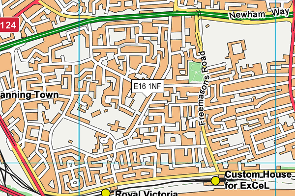 E16 1NF map - OS VectorMap District (Ordnance Survey)