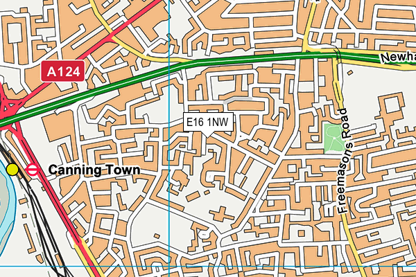 E16 1NW map - OS VectorMap District (Ordnance Survey)