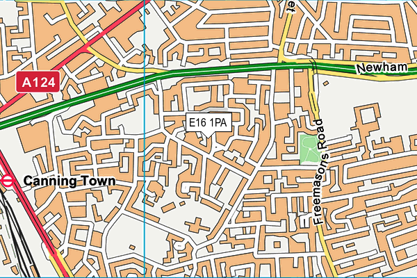 E16 1PA map - OS VectorMap District (Ordnance Survey)