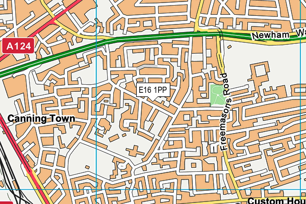 E16 1PP map - OS VectorMap District (Ordnance Survey)