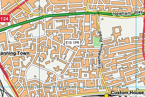 E16 1PR map - OS VectorMap District (Ordnance Survey)