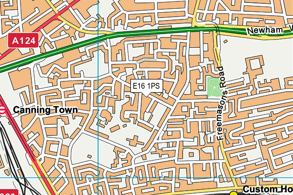 E16 1PS map - OS VectorMap District (Ordnance Survey)
