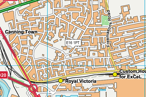 E16 1PT map - OS VectorMap District (Ordnance Survey)