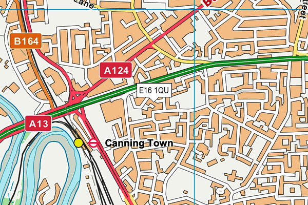 E16 1QU map - OS VectorMap District (Ordnance Survey)