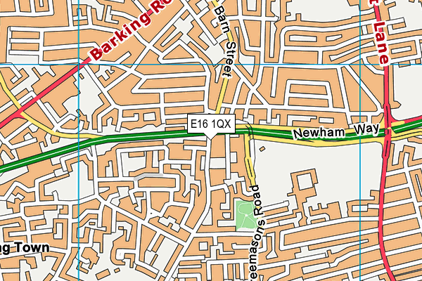 E16 1QX map - OS VectorMap District (Ordnance Survey)