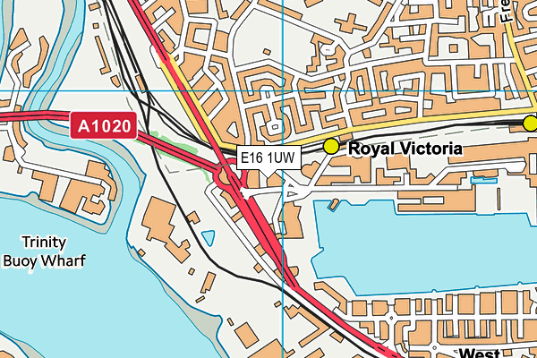 E16 1UW map - OS VectorMap District (Ordnance Survey)