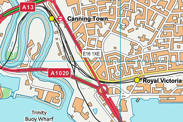 E16 1XE map - OS VectorMap District (Ordnance Survey)