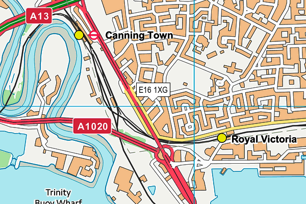 E16 1XG map - OS VectorMap District (Ordnance Survey)