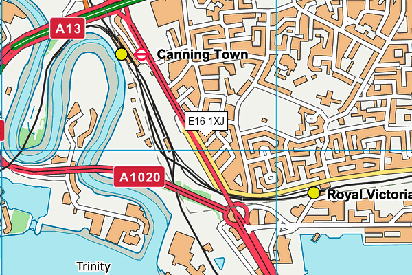 E16 1XJ map - OS VectorMap District (Ordnance Survey)