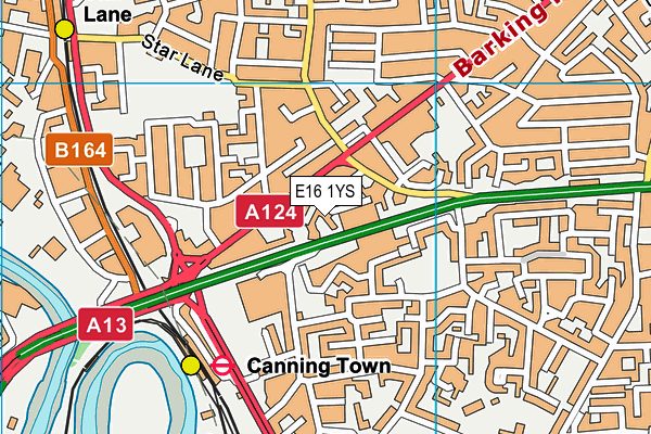 E16 1YS map - OS VectorMap District (Ordnance Survey)