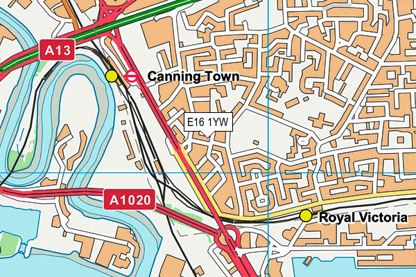 E16 1YW map - OS VectorMap District (Ordnance Survey)