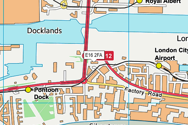 E16 2FA map - OS VectorMap District (Ordnance Survey)