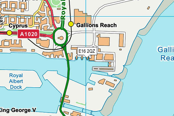 E16 2QZ map - OS VectorMap District (Ordnance Survey)