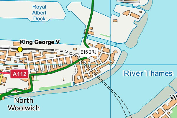 E16 2RJ map - OS VectorMap District (Ordnance Survey)