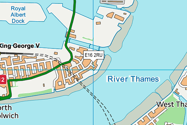 E16 2RU map - OS VectorMap District (Ordnance Survey)