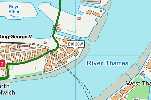 E16 2SW map - OS VectorMap District (Ordnance Survey)