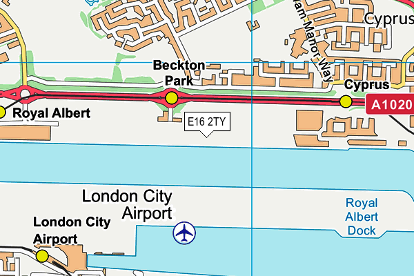 E16 2TY map - OS VectorMap District (Ordnance Survey)