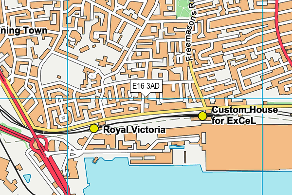 E16 3AD map - OS VectorMap District (Ordnance Survey)