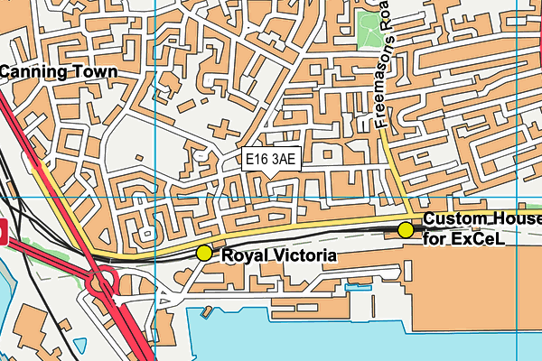 E16 3AE map - OS VectorMap District (Ordnance Survey)