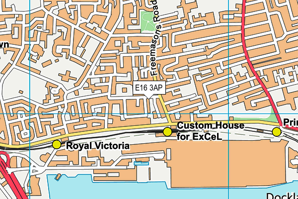 E16 3AP map - OS VectorMap District (Ordnance Survey)
