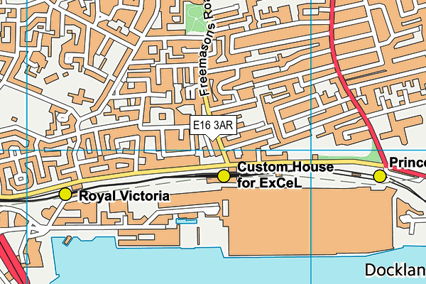 E16 3AR map - OS VectorMap District (Ordnance Survey)