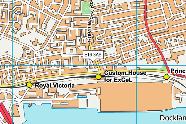 E16 3AS map - OS VectorMap District (Ordnance Survey)