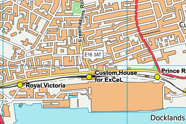 E16 3AT map - OS VectorMap District (Ordnance Survey)