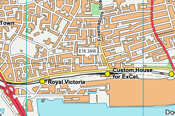E16 3AW map - OS VectorMap District (Ordnance Survey)