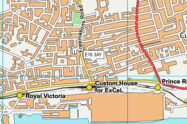E16 3AY map - OS VectorMap District (Ordnance Survey)