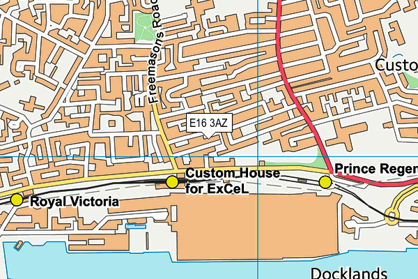 E16 3AZ map - OS VectorMap District (Ordnance Survey)