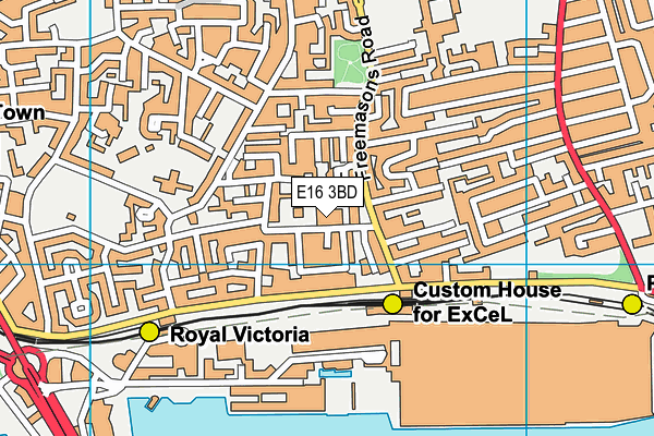 E16 3BD map - OS VectorMap District (Ordnance Survey)