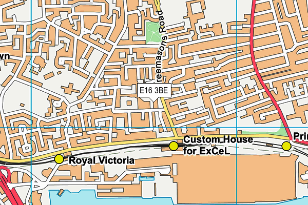 E16 3BE map - OS VectorMap District (Ordnance Survey)