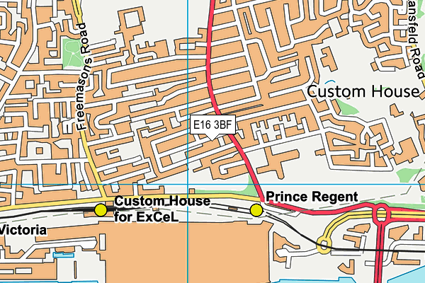 E16 3BF map - OS VectorMap District (Ordnance Survey)